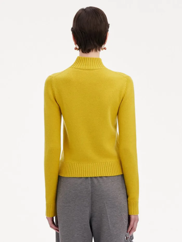 Women Blouses and Knits Oscar De La Renta O Flower Mock Neck Cashmere Pullover Ginger Women Blouses and Knits Oscar De La Renta O Flower Mock Neck Cashmere Pullover Ginger