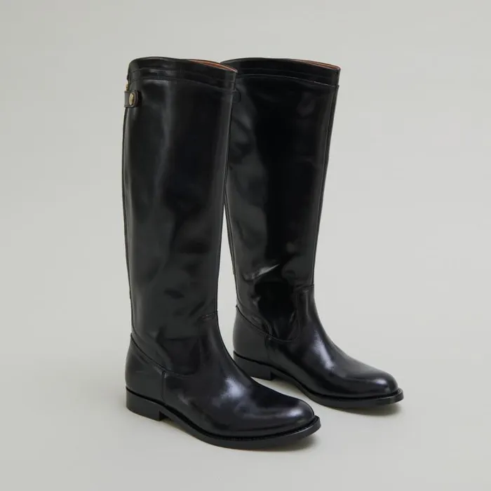 Women Boots With Back Zips Black JONAK Boots Thighhigh Boots