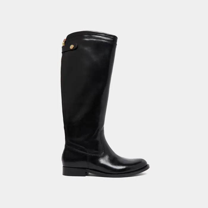 Women Boots With Back Zips Black JONAK Boots Thighhigh Boots