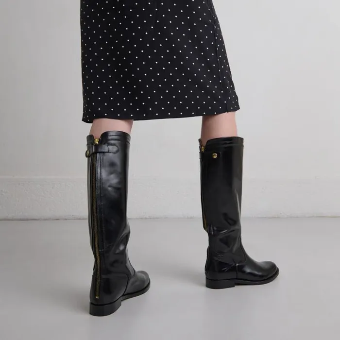 Women Boots With Back Zips Black JONAK Boots Thighhigh Boots