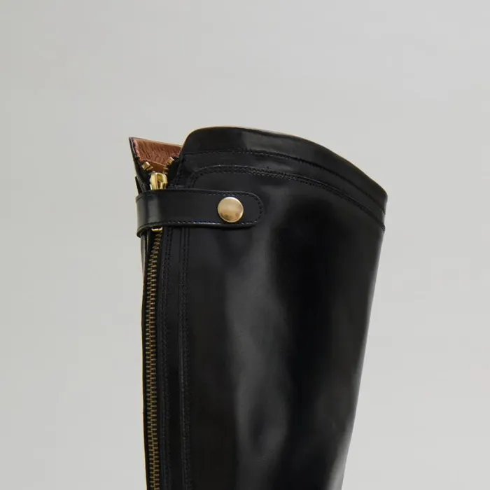 Women Boots With Back Zips Black JONAK Boots Thighhigh Boots