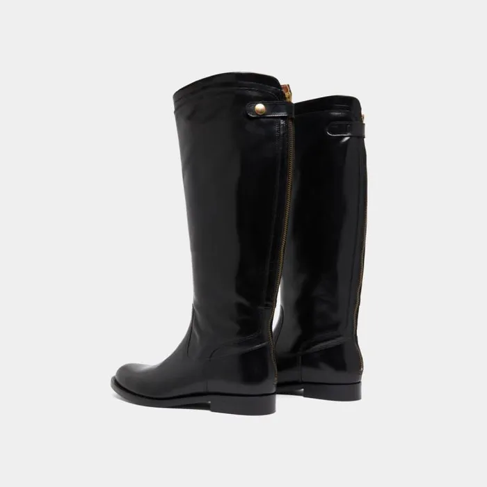 Women Boots With Back Zips Black JONAK Boots Thighhigh Boots