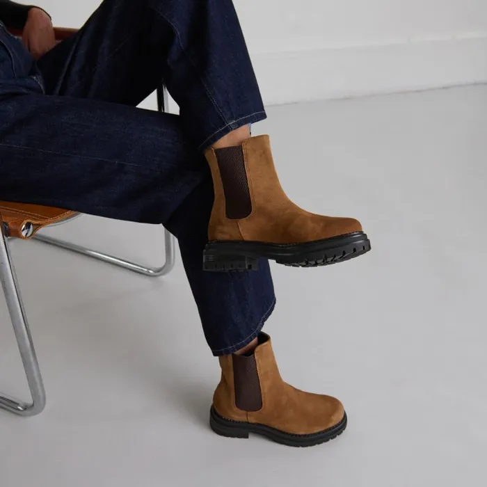Women Boots With Notched And Elastic Soles Cognac JONAK Ankle Boots Lowboots