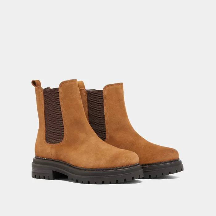 Women Boots With Notched And Elastic Soles Cognac JONAK Ankle Boots Lowboots