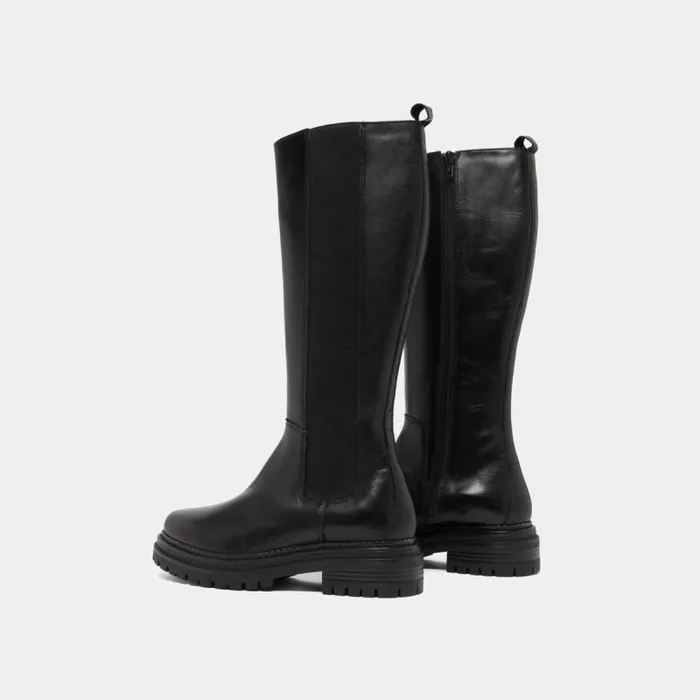 Women Boots With Round Toes And Notched Soles Black JONAK Boots Thighhigh Boots