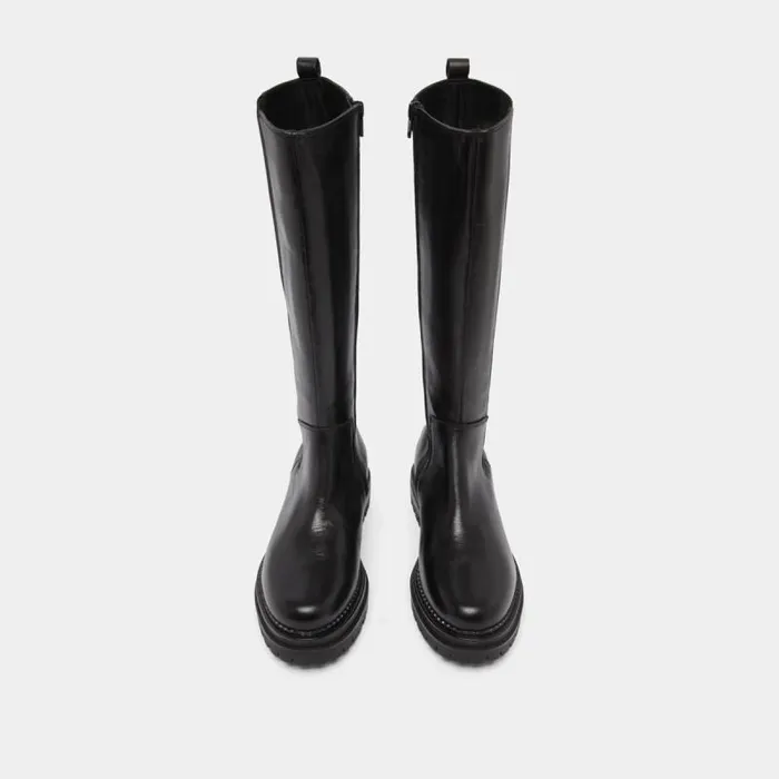 Women Boots With Round Toes And Notched Soles Black JONAK Boots Thighhigh Boots