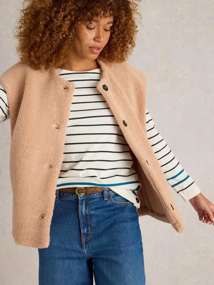 Women Borg Gilet Light Natural White Stuff Coats and Jackets Women Borg Gilet Light Natural White Stuff Coats and Jackets
