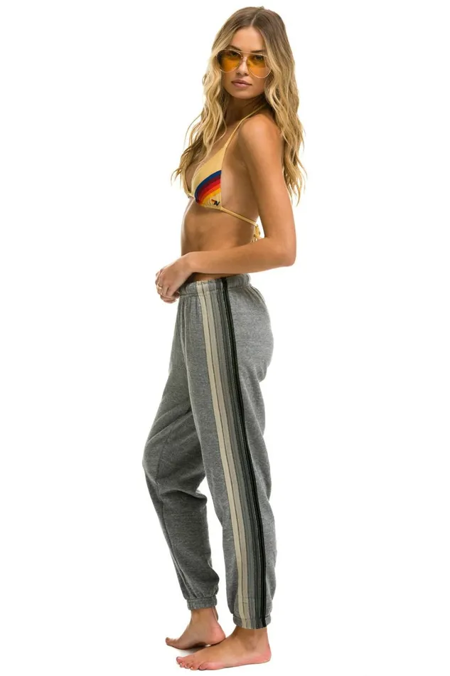 Women Bottoms Aviator Nation 5 STRIPE SWEATPANTS 8211 HEATHER GREY GREY
