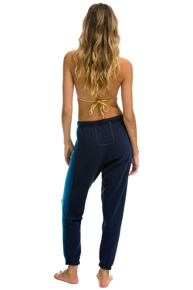 Women Bottoms Aviator Nation 5 STRIPE SWEATPANTS 8211 NAVY BLUE Women Bottoms Aviator Nation 5 STRIPE SWEATPANTS 8211 NAVY BLUE