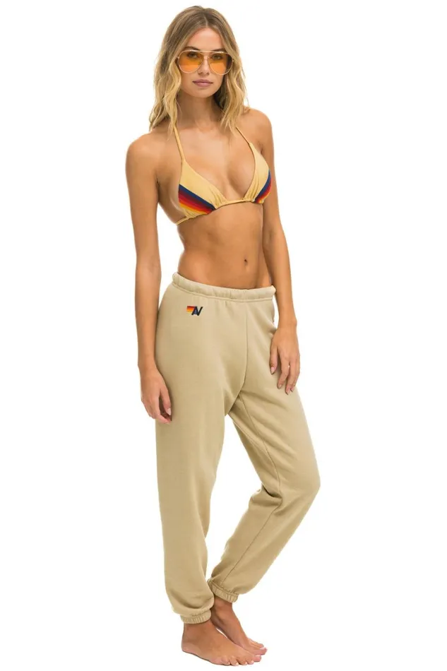 Women Bottoms Aviator Nation 5 STRIPE SWEATPANTS 8211 SAND USA Women Bottoms Aviator Nation 5 STRIPE SWEATPANTS 8211 SAND USA