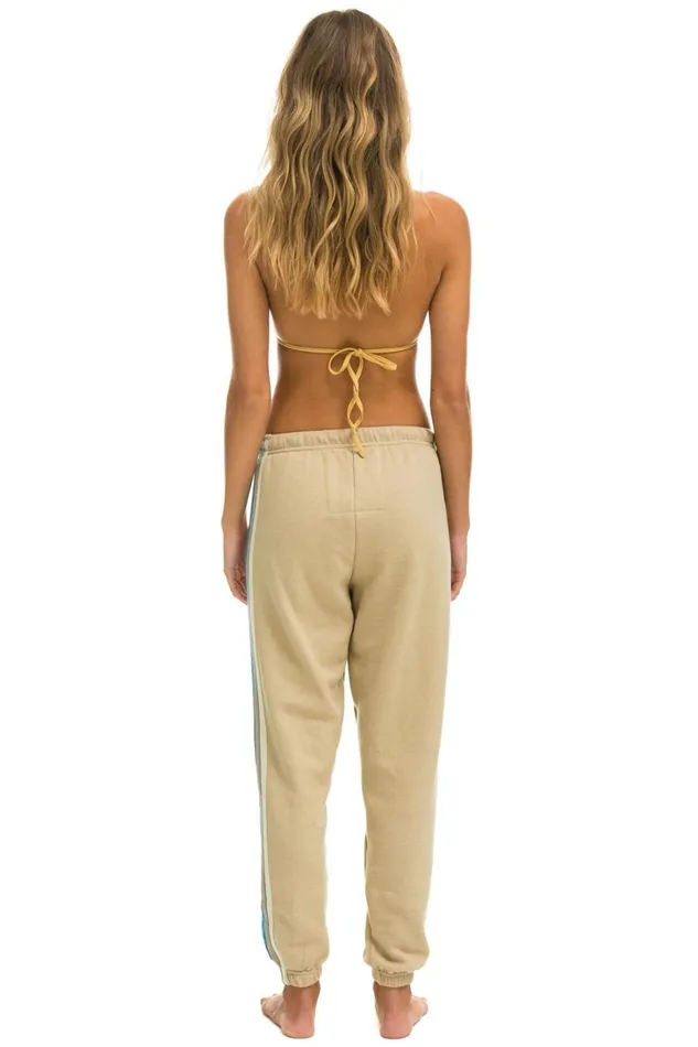 Women Bottoms Aviator Nation 5 STRIPE SWEATPANTS 8211 SAND USA Women Bottoms Aviator Nation 5 STRIPE SWEATPANTS 8211 SAND USA