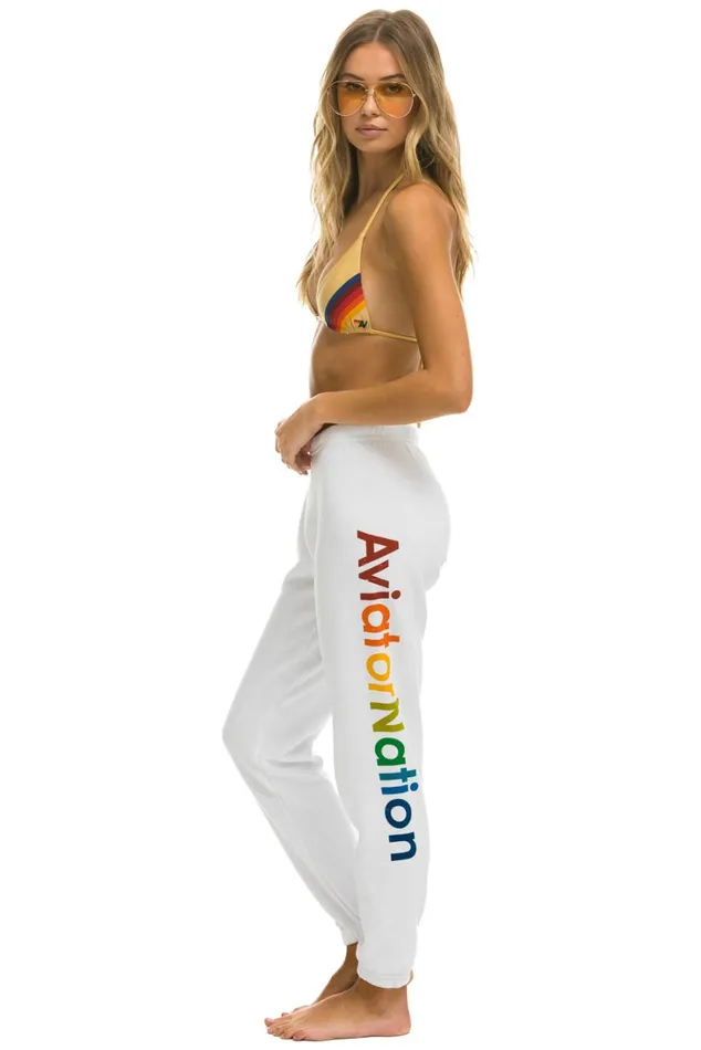 Women Bottoms Aviator Nation AVIATOR NATION SWEATPANTS 8211 WHITE