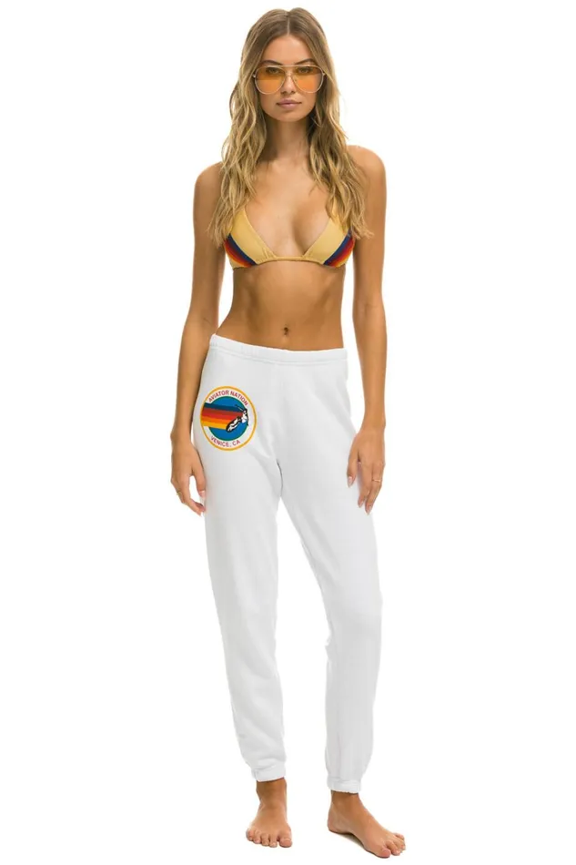 Women Bottoms Aviator Nation AVIATOR NATION SWEATPANTS 8211 WHITE