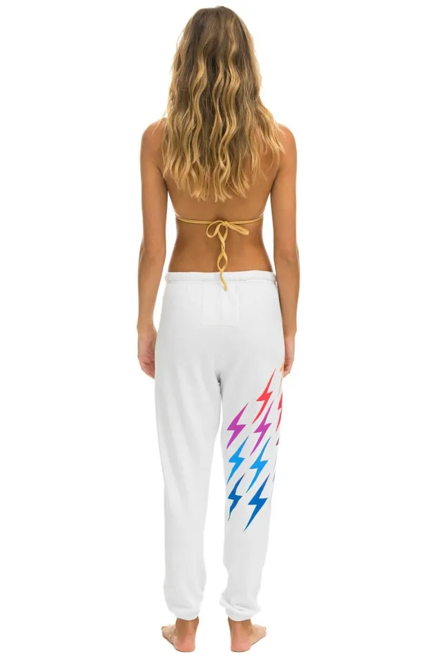 Women Bottoms Aviator Nation BOLT GRADIENT SWEATPANTS 8211 WHITE RAINBOW Women Bottoms Aviator Nation BOLT GRADIENT SWEATPANTS 8211 WHITE RAINBOW
