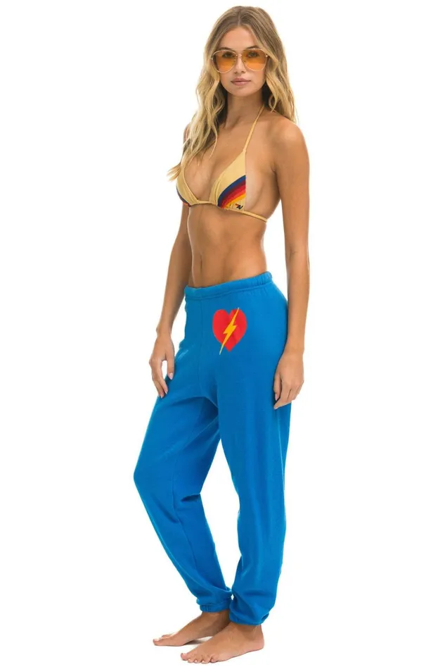 Women Bottoms Aviator Nation BOLT HEART SWEATPANTS 8211 OCEAN