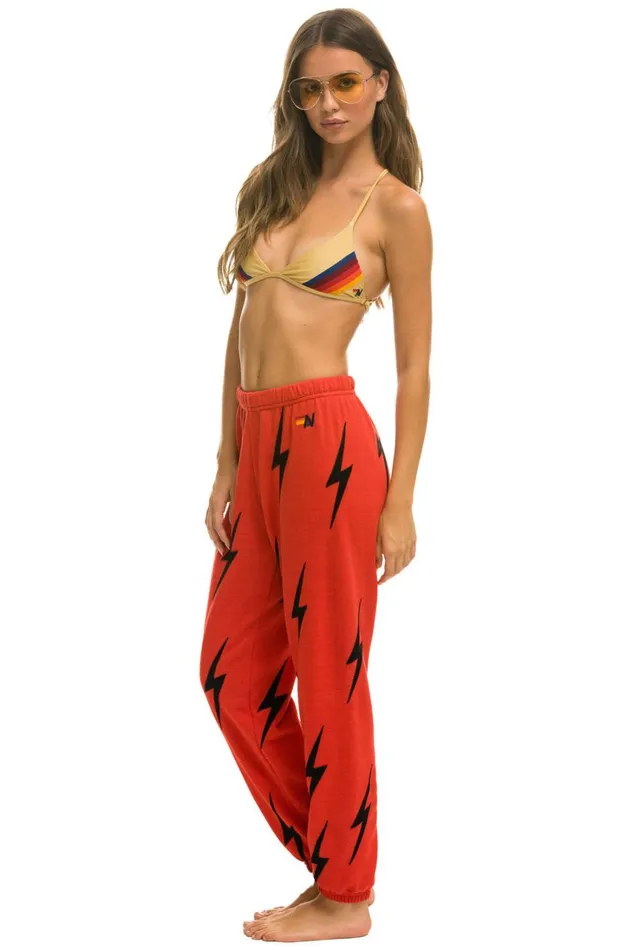 Women Bottoms Aviator Nation BOLT STITCH REPEAT SWEATPANTS 8211 RED BLACK Women Bottoms Aviator Nation BOLT STITCH REPEAT SWEATPANTS 8211 RED BLACK
