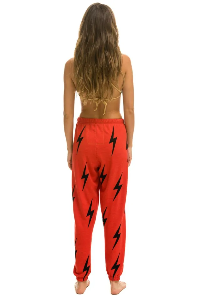 Women Bottoms Aviator Nation BOLT STITCH REPEAT SWEATPANTS 8211 RED BLACK Women Bottoms Aviator Nation BOLT STITCH REPEAT SWEATPANTS 8211 RED BLACK