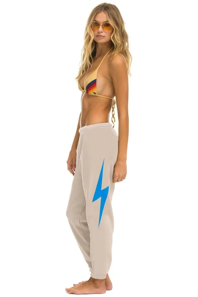 Women Bottoms Aviator Nation BOLT SWEATPANTS 8211 SAND BLUE