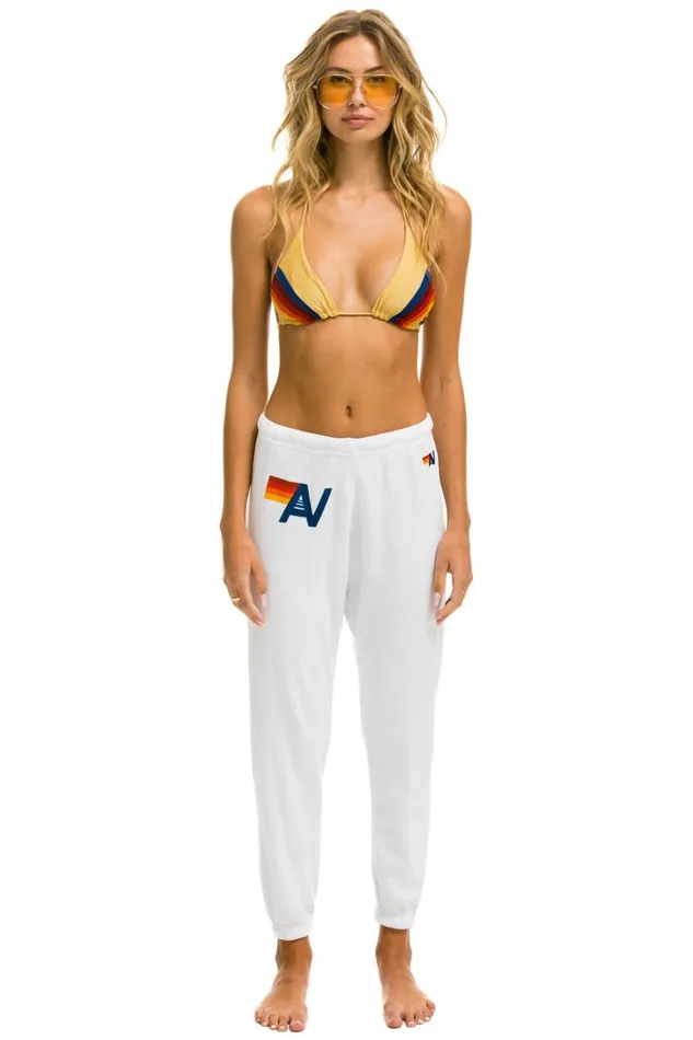 Women Bottoms Aviator Nation LIGHT WEIGHT LOGO SWEATPANTS 8211 WHITE
