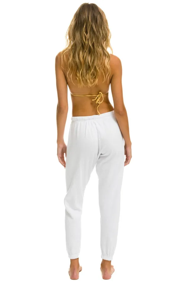 Women Bottoms Aviator Nation LIGHT WEIGHT LOGO SWEATPANTS 8211 WHITE