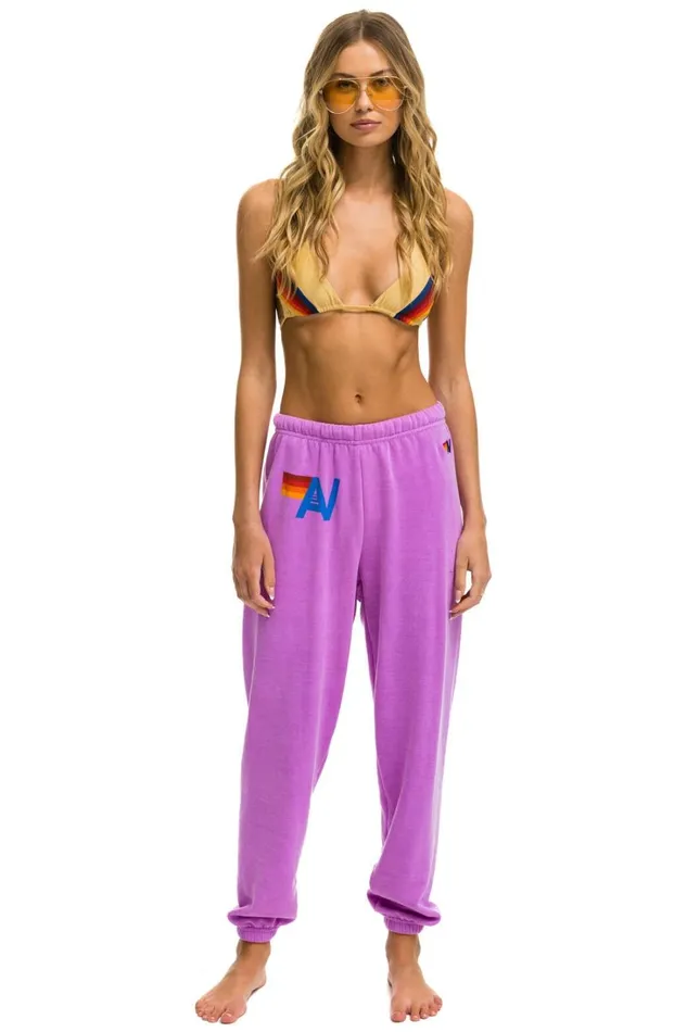 Women Bottoms Aviator Nation LOGO SWEATPANTS 8211 NEON PURPLE