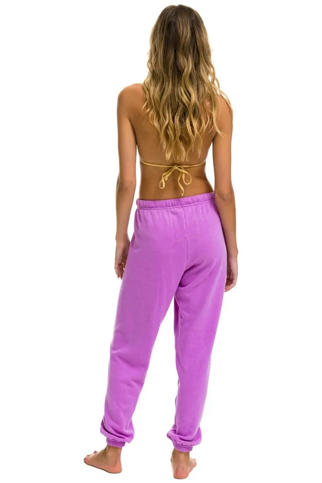 Women Bottoms Aviator Nation LOGO SWEATPANTS 8211 NEON PURPLE Women Bottoms Aviator Nation LOGO SWEATPANTS 8211 NEON PURPLE