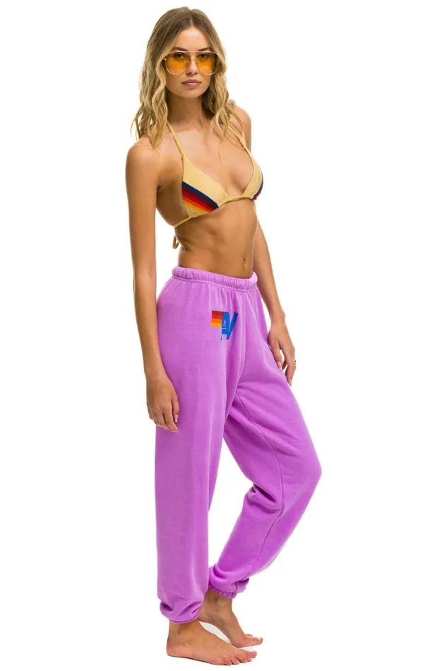 Women Bottoms Aviator Nation LOGO SWEATPANTS 8211 NEON PURPLE Women Bottoms Aviator Nation LOGO SWEATPANTS 8211 NEON PURPLE