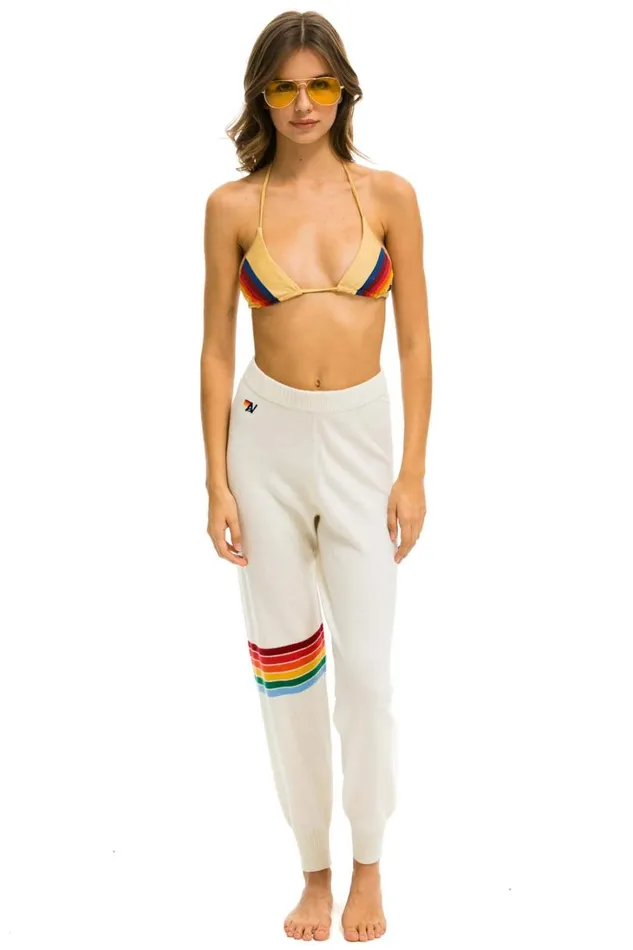 Women Bottoms Aviator Nation RAINBOW STRIPE CASHMERE LIGHT SWEATER PANTt VINTAGE WHITE Women Bottoms Aviator Nation RAINBOW STRIPE CASHMERE LIGHT SWEATER PANTt VINTAGE WHITE