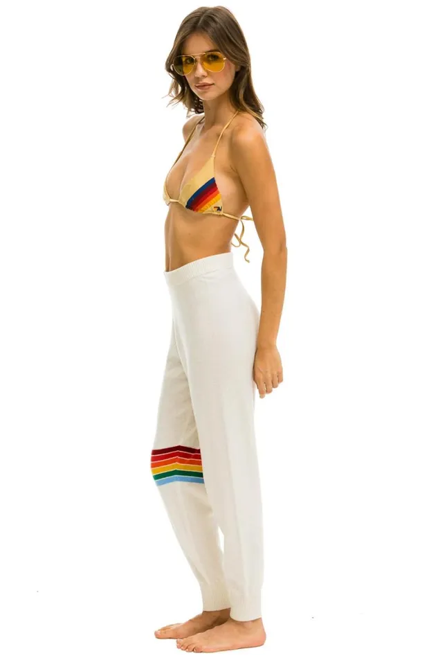 Women Bottoms Aviator Nation RAINBOW STRIPE CASHMERE LIGHT SWEATER PANTt VINTAGE WHITE Women Bottoms Aviator Nation RAINBOW STRIPE CASHMERE LIGHT SWEATER PANTt VINTAGE WHITE
