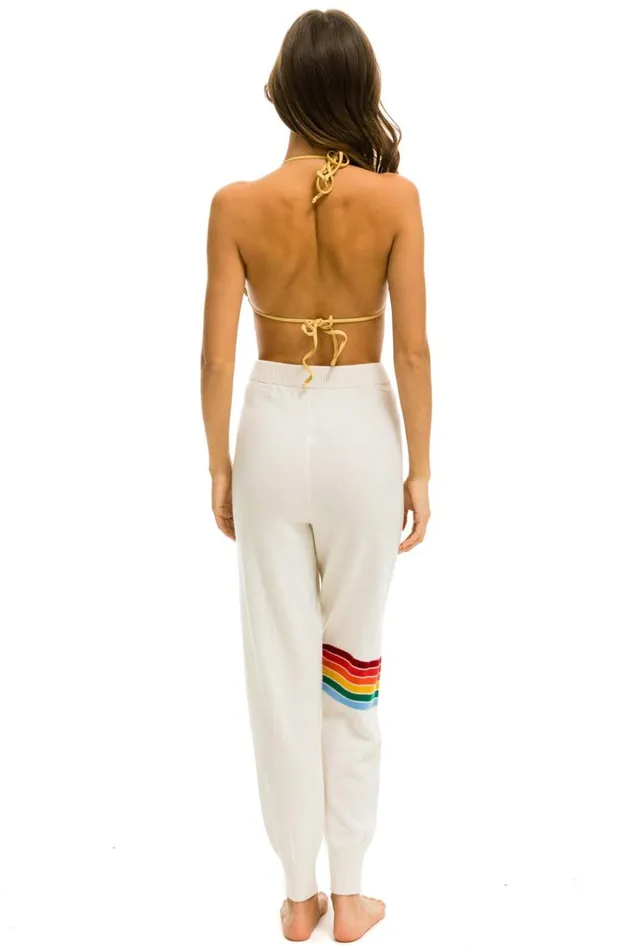 Women Bottoms Aviator Nation RAINBOW STRIPE CASHMERE LIGHT SWEATER PANTt VINTAGE WHITE Women Bottoms Aviator Nation RAINBOW STRIPE CASHMERE LIGHT SWEATER PANTt VINTAGE WHITE