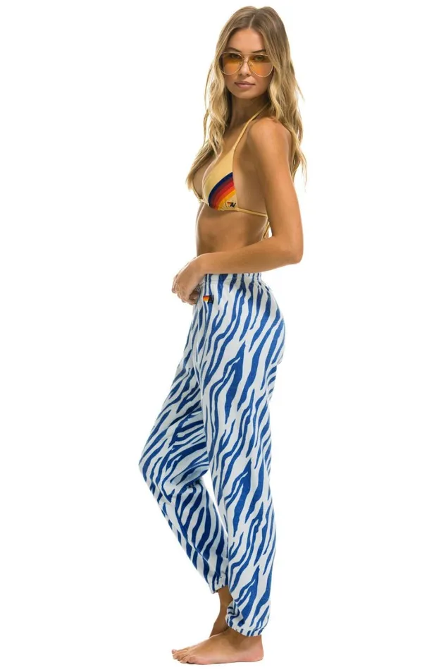 Women Bottoms Aviator Nation TIGER SWEATPANTS 8211 BLUE TIGER Women Bottoms Aviator Nation TIGER SWEATPANTS 8211 BLUE TIGER