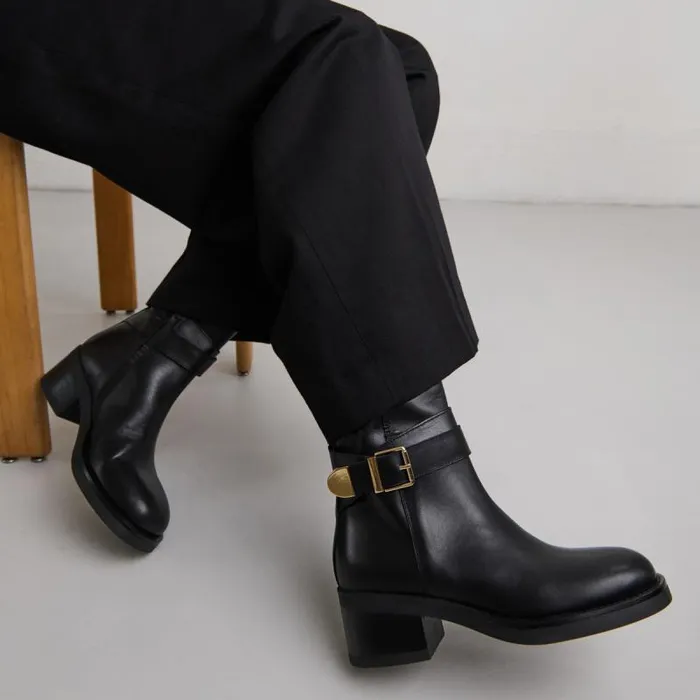 Women Buckle Ankle Boots Black JONAK Ankle Boots Lowboots