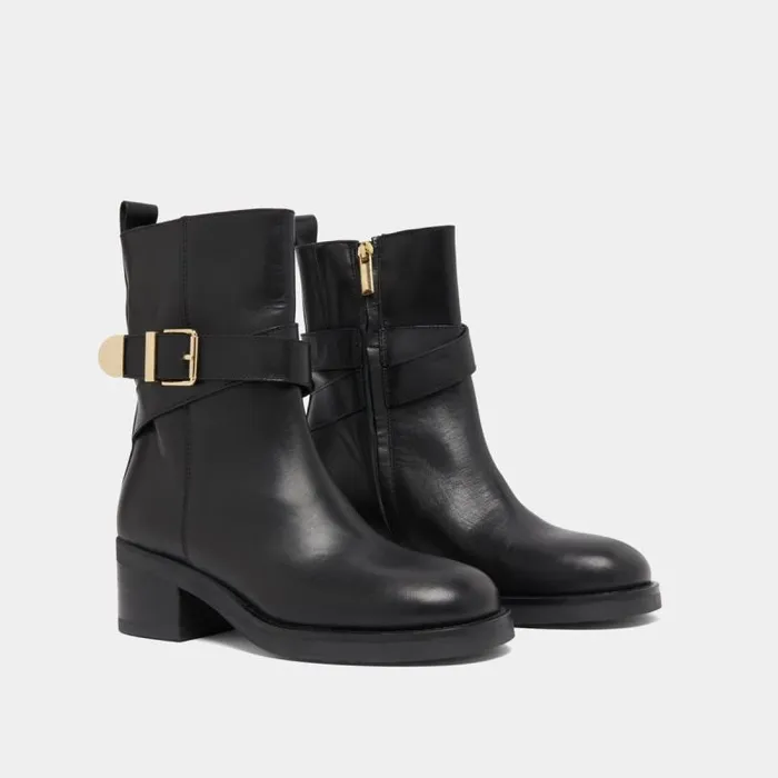 Women Buckle Ankle Boots Black JONAK Ankle Boots Lowboots
