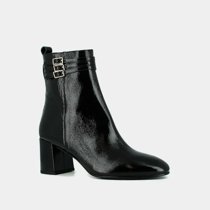 Women Buckle Details Ankle Boots Black JONAK Ankle Boots Lowboots