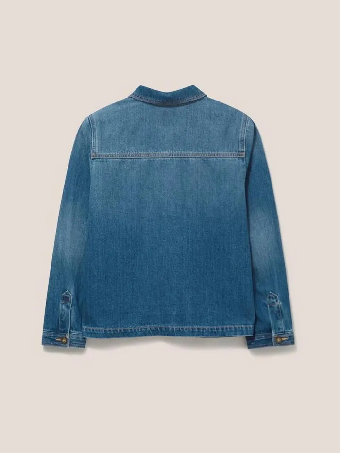 Women Carrie Denim Cotton Jacket Mid Denim White Stuff Coats and Jackets
