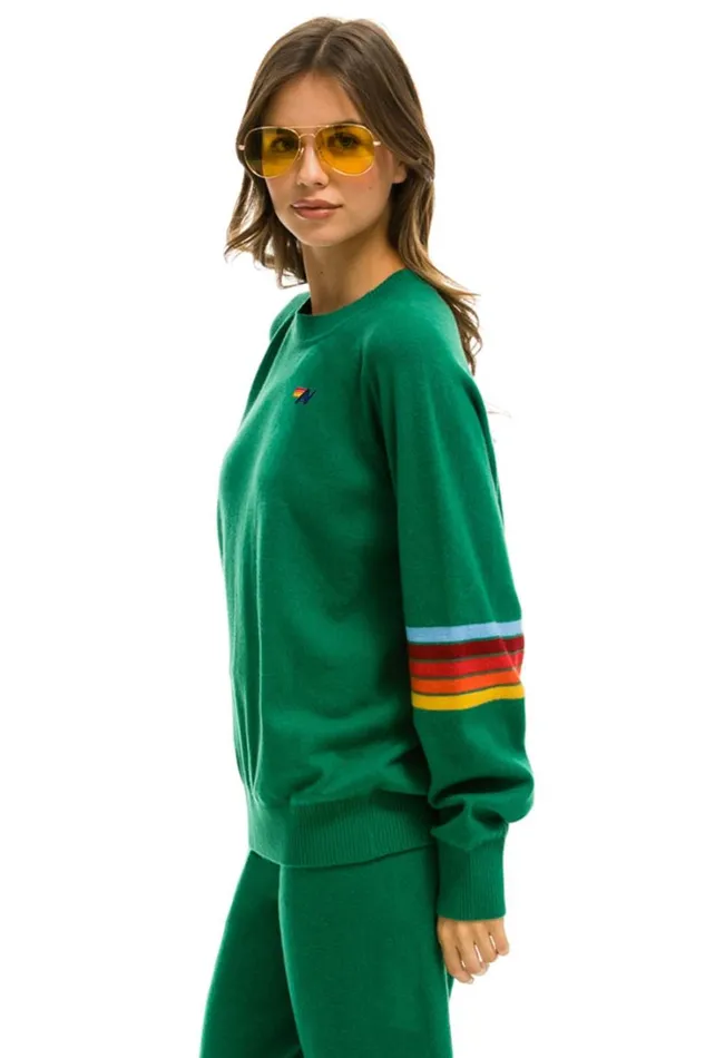 Women Cashmere Aviator Nation RAINBOW STRIPE SLEEVE UNISEX CASHMERE LIGHT SWEATER 8211 AMAZON