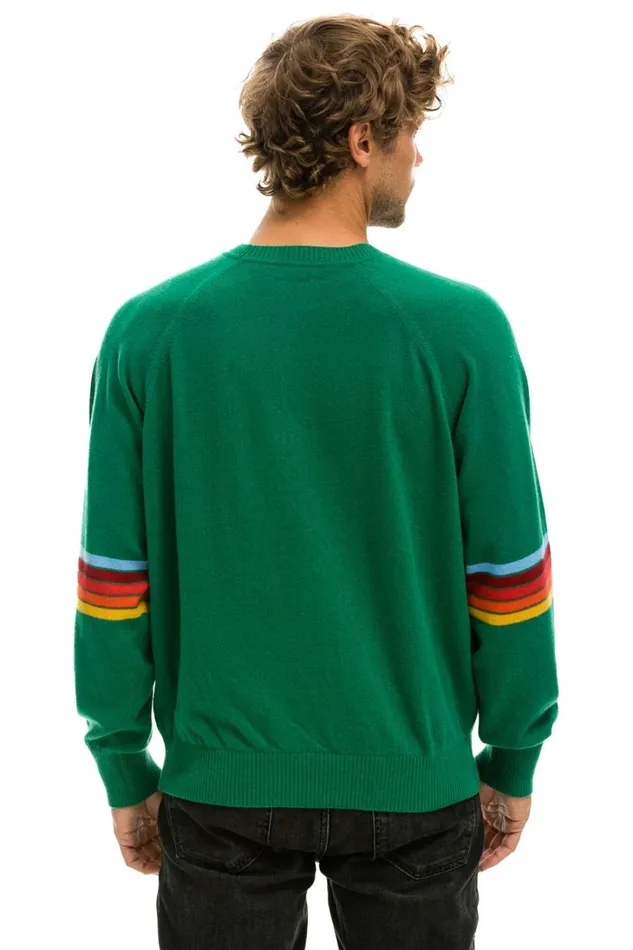 Women Cashmere Aviator Nation RAINBOW STRIPE SLEEVE UNISEX CASHMERE LIGHT SWEATER 8211 AMAZON