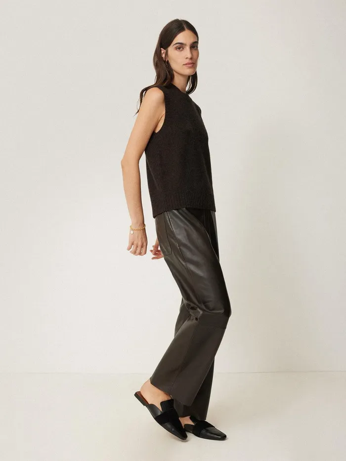 Women Cashmere Crew Neck Tank Dark Brown Jigsaw Knitwear and Cashmere
