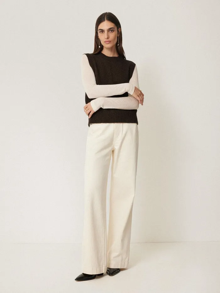 Women Cashmere Crew Neck Tank Dark Brown Jigsaw Knitwear and Cashmere