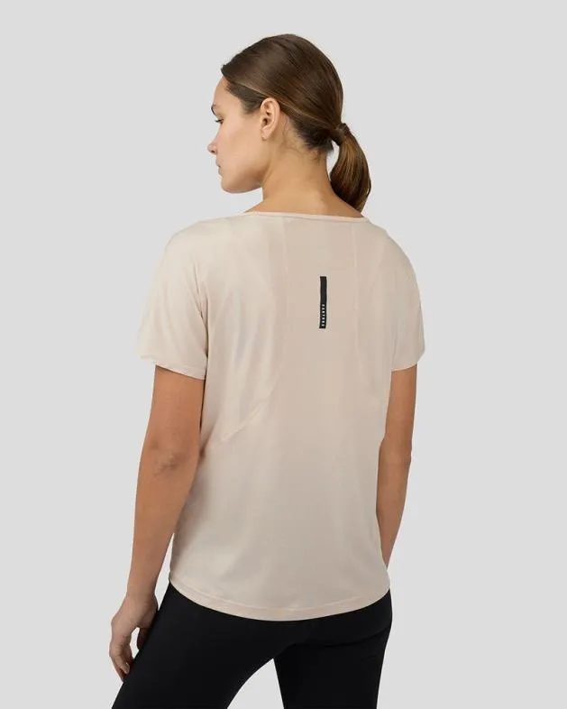 Women Castore Tops WoFlow Training Movement Short Sleeve T Shirt 8211 Beige