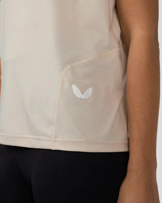 Women Castore Tops WoFlow Training Movement Short Sleeve T Shirt 8211 Beige
