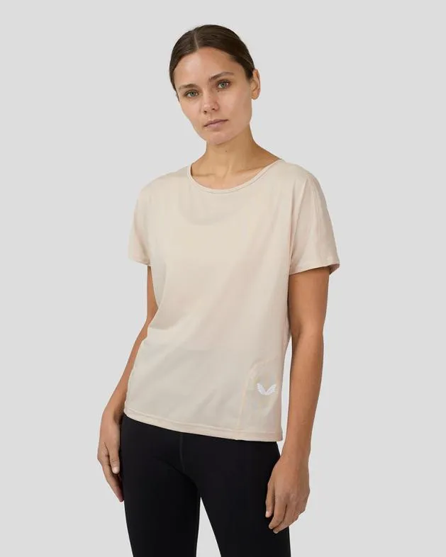 Women Castore Tops WoFlow Training Movement Short Sleeve T Shirt 8211 Beige