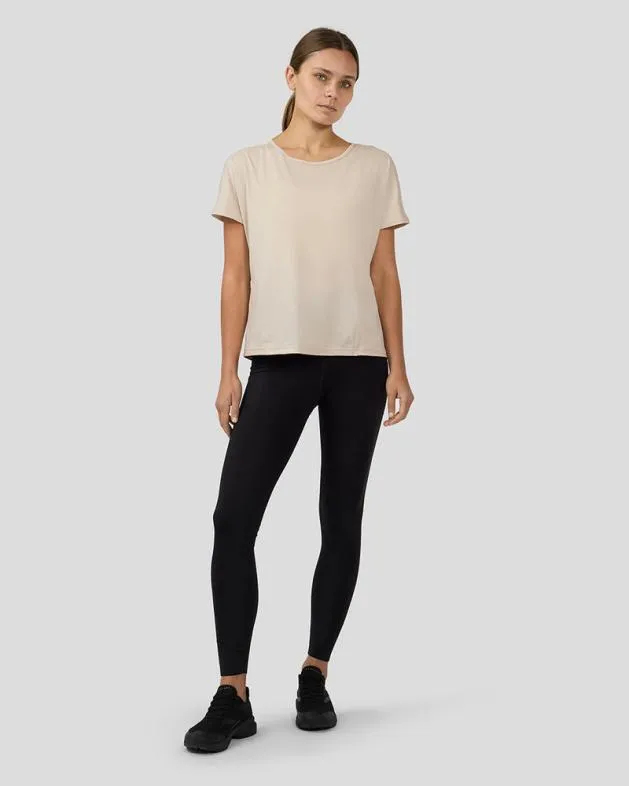 Women Castore Tops WoFlow Training Movement Short Sleeve T Shirt 8211 Beige