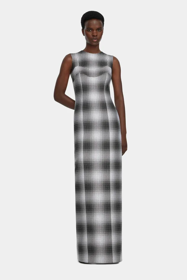 Women Celene Dress In Black and White Checked Cloque Dresses Emilia Wickstead Women Celene Dress In Black and White Checked Cloque Dresses Emilia Wickstead