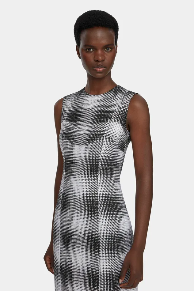 Women Celene Dress In Black and White Checked Cloque Dresses Emilia Wickstead Women Celene Dress In Black and White Checked Cloque Dresses Emilia Wickstead