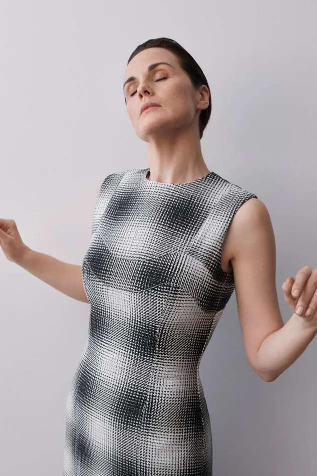 Women Celene Dress In Black and White Checked Cloque Dresses Emilia Wickstead Women Celene Dress In Black and White Checked Cloque Dresses Emilia Wickstead