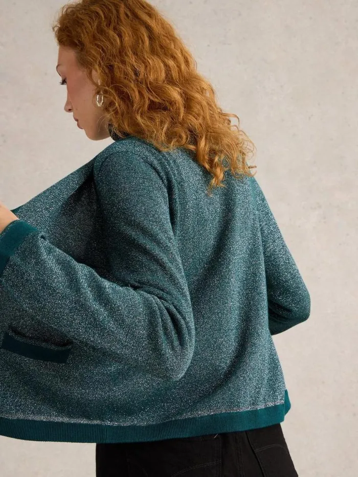 Women CHARLOTTE SPARKLE CARDI Mid Teal White Stuff Knitwear