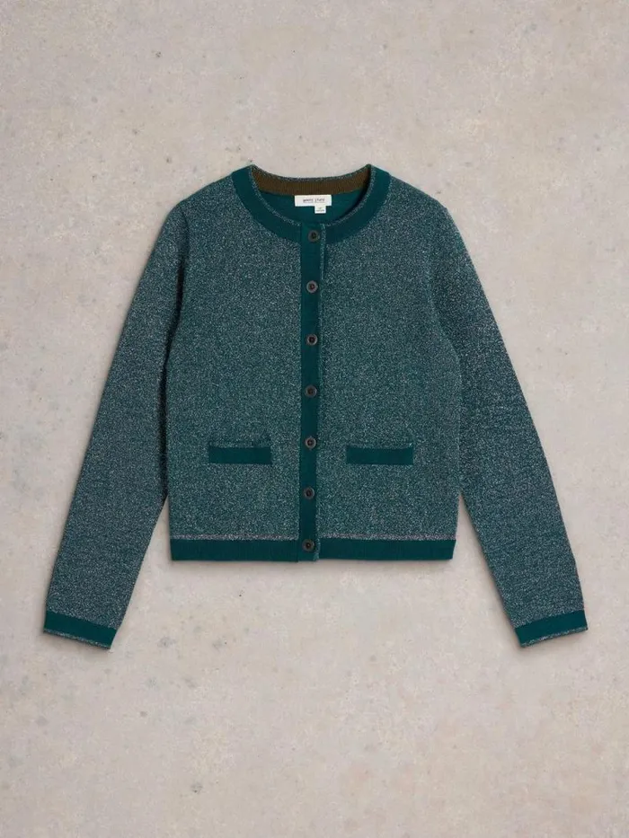 Women CHARLOTTE SPARKLE CARDI Mid Teal White Stuff Knitwear
