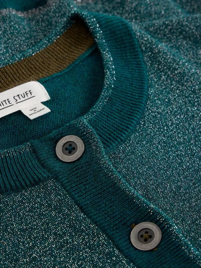 Women CHARLOTTE SPARKLE CARDI Mid Teal White Stuff Knitwear