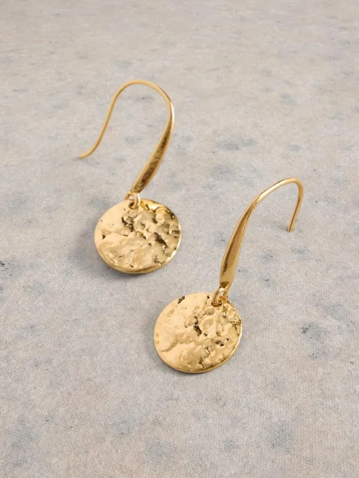 Women Charm Earring Necklace Set Gold Tone Metallic White Stuff Jewellery